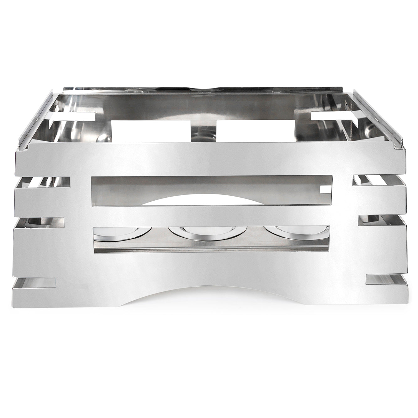 All-in-One Revo Chafer Stand, 23-3/4"W x 16"D x 10"H, rectangular, includes hook-on sterno shelf, 18/10 stainless steel