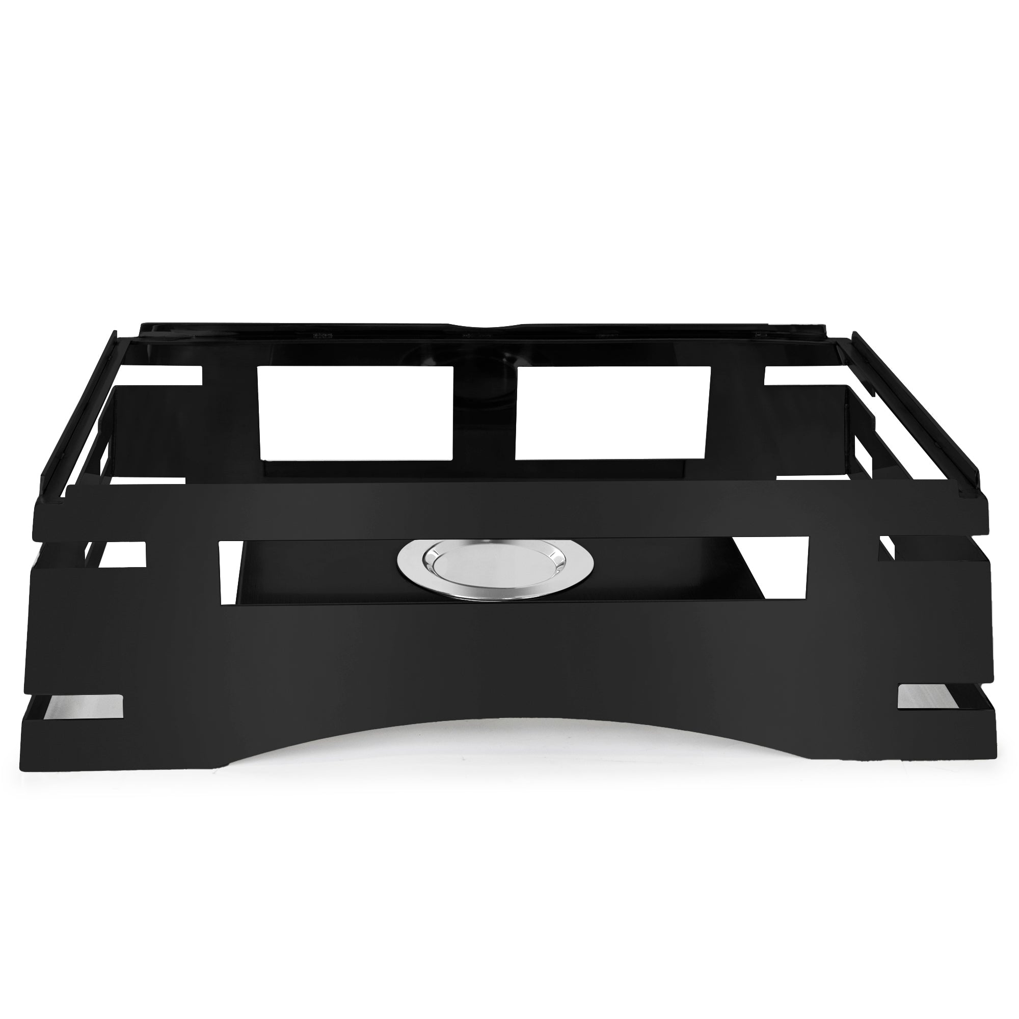 All-in-One REVO Chafer Stand, rectangle, 23-3/4”W x 16”D x 7”H, includes hook-on sterno shelf, 18/10 stainless steel, coated black finish