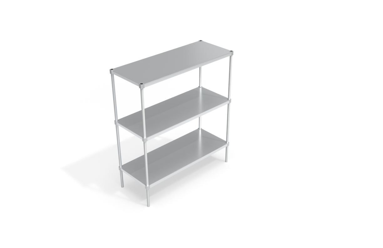 3-Tier Heavy Duty Adjustable (Modular) Aluminum Shelving Unit With Solid Brute Shelves With Removable Tops (Shelving Kit/Complete Shelving Unit) - 24"W x 68.25"H x 60"L