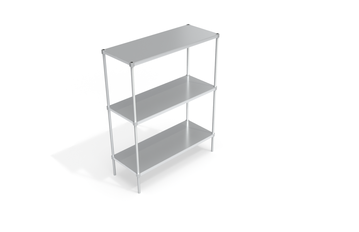 3-Tier Heavy Duty Adjustable (Modular) Aluminum Shelving Unit With Solid Brute Shelves With Removable Tops (Shelving Kit/Complete Shelving Unit) - 24"W x 76.25"H x 60"L