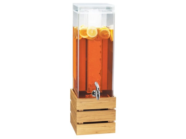 Bamboo 3 Gallon Acrylic Crate Beverage Dispenser with Ice Chamber - 8" x 8" x 25-1/2"