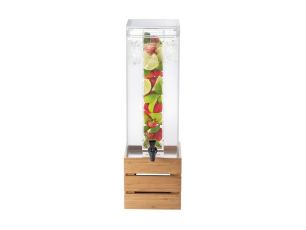 Bamboo 3 Gallon Acrylic Crate Beverage Dispenser with Infusion Chamber - 8" x 8" x 25-1/2"