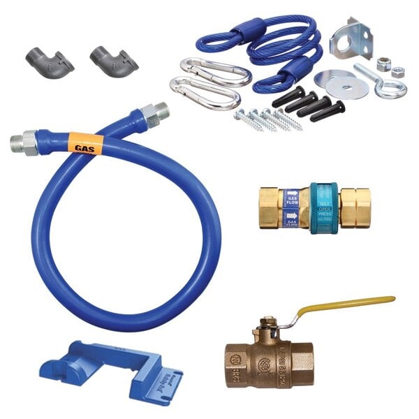 1/2"D Blue Hose™ Moveable Gas Connector Kit 36"L, Stainless Steel Braid, SnapFast® QD, Elbow, Safety Set®, Full Port Valve