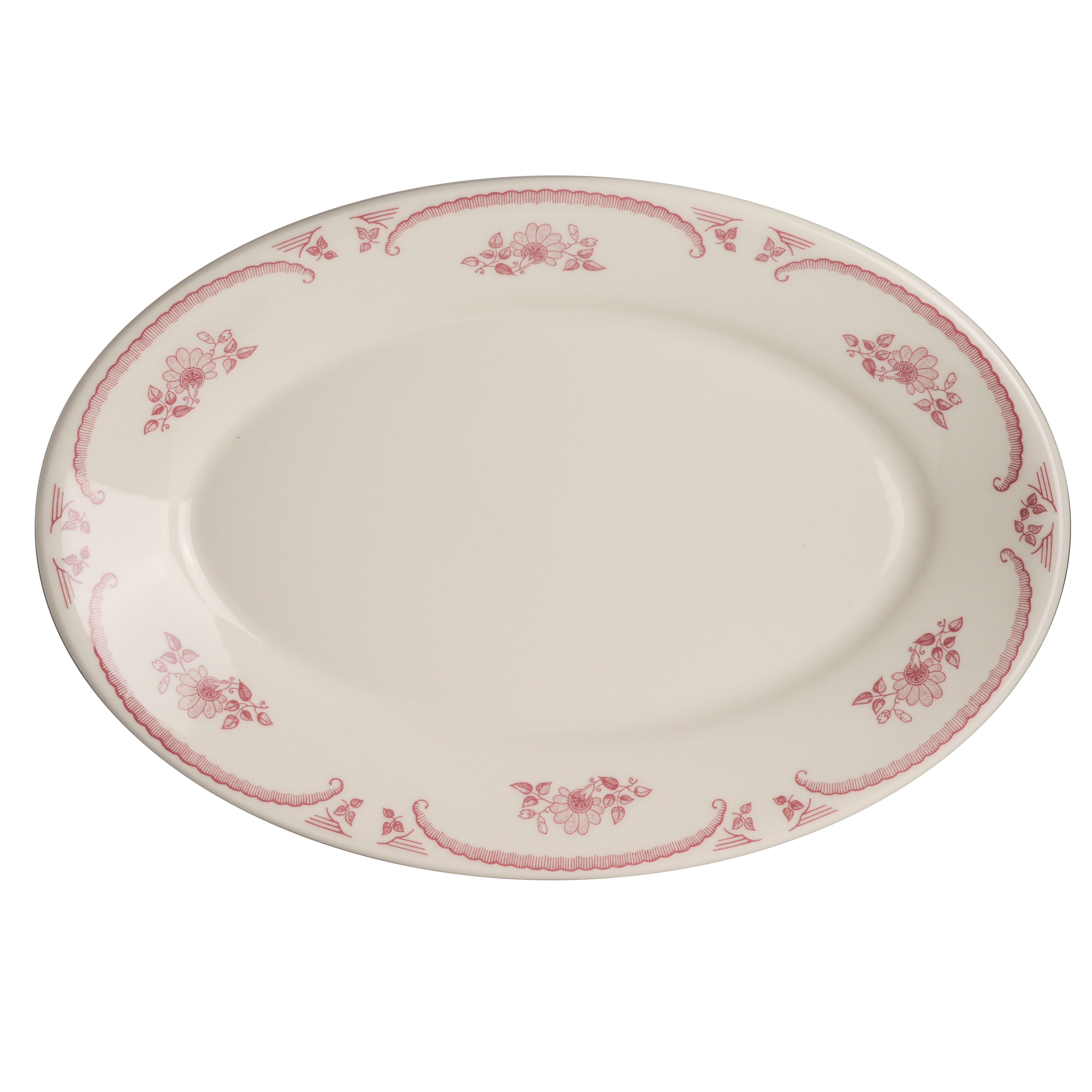 Oval Platter Rolled Edge L 9.5" W 6.75" American Rose