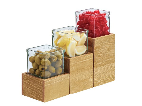4.5" Rustic Pine Square Glass Riser, 7" H