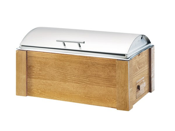 22" Rustic Pine Rectangular Stainless Steel Chafer
