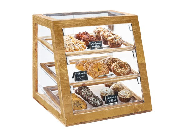 21" Rustic Pine Pine Wood Tray, Dual Rear Doors