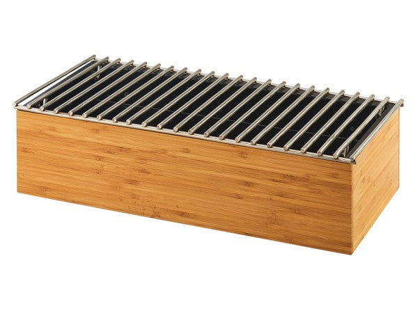 Bamboo 19-1/2" x 9-3/4" x 5-1/2" Rectangular Chafer Alternative, Wire Grill