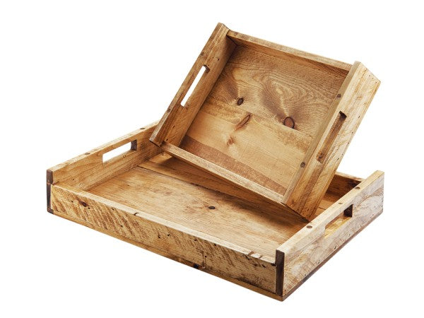 23.25" Rustic Pine Rectangular Pine Wood Tray