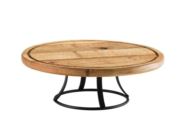 13.5" Rustic Pine Round Powder Coated Metal Platter