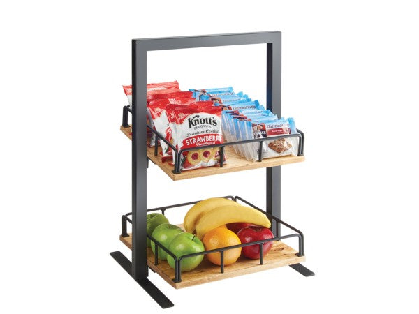 12" Rustic Pine Powder Coated Metal Merchandiser, 21"H
