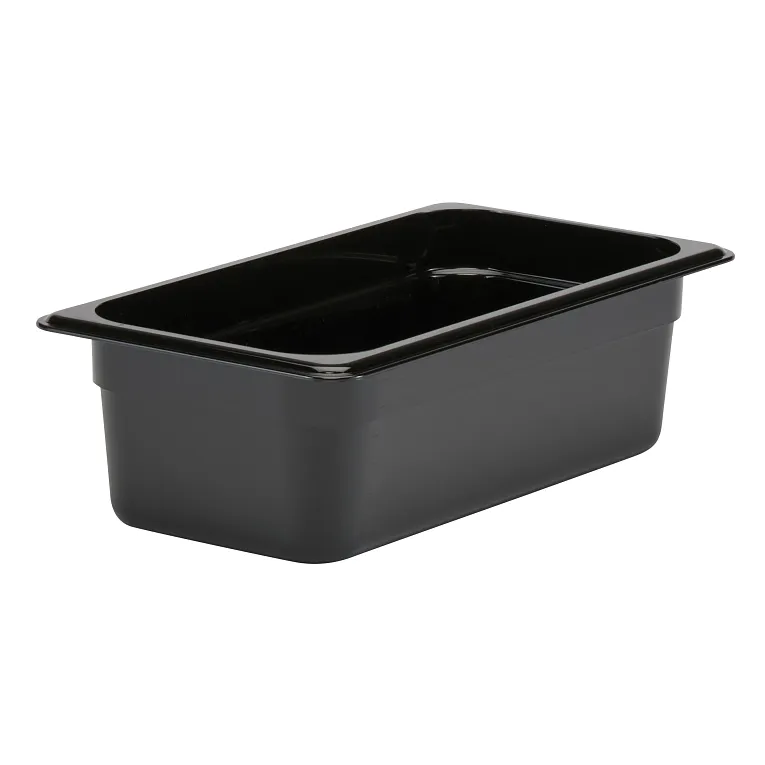 Camwear® 3.8 qt. 1/3 Size Black Polycarbonate Food Pan
