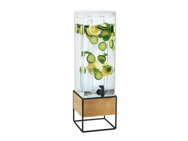 8" Rustic Pine Square Acrylic Dispenser, Ice Chamber