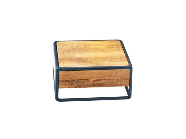 8" Rustic Pine Square Metal Riser, 3.5"H