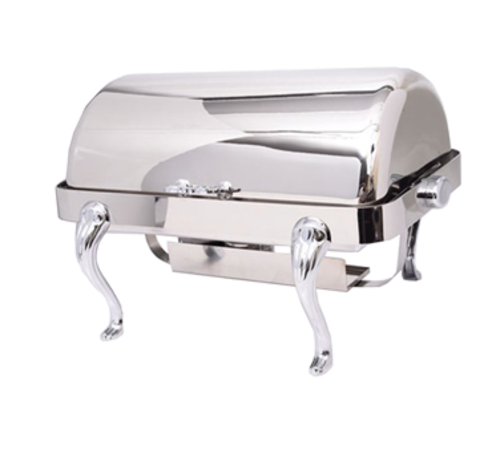 Queen Anne 8 Quart Rectangular Chafing Dish w/ Roll Top Cover, Brushed Stainless Steel
