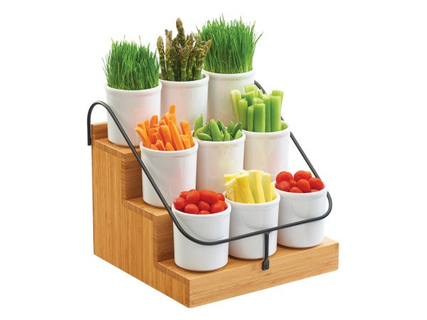 Bamboo 3-Tier Black Condiment Station