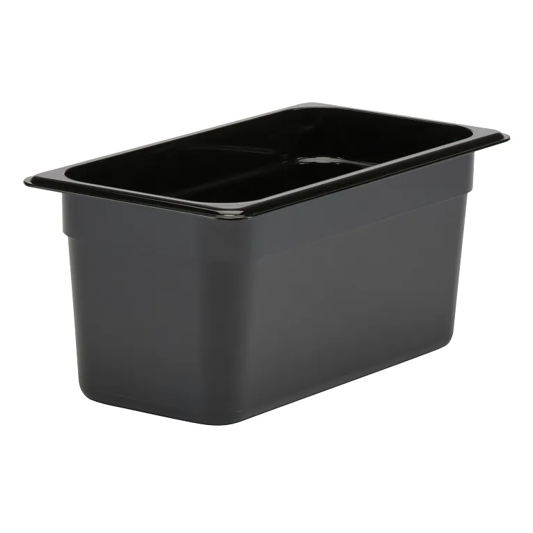 Camwear® 5.6 qt. 1/3 Size Black Polycarbonate Food Pan