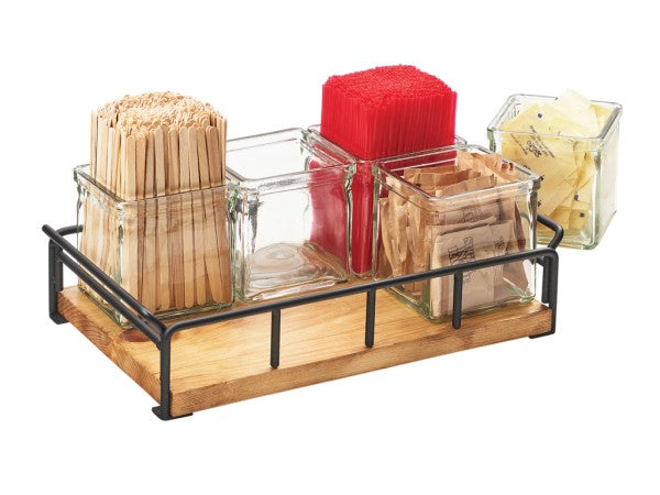 13.5" Rustic Pine Rectangular Glass Organizer, 6pcs