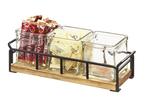 13.5" Rustic Pine Rectangular Glass Organizer, 3pcs