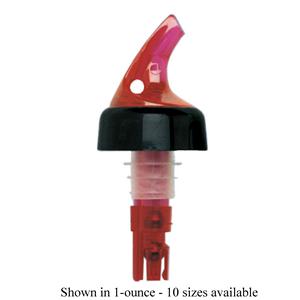 1 oz. Posi-Por™ 2000 Liquor Pourer, Neon Red with Black Collar