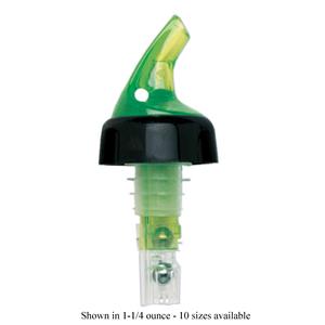 1-1/4 oz. Posi-Por™ 2000 Liquor Pourer, Neon Green with Black Collar