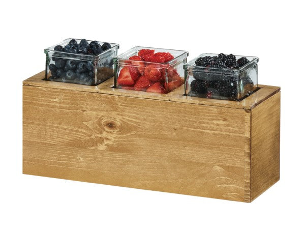 15.75" Rustic Pine Rectangular Glass Item