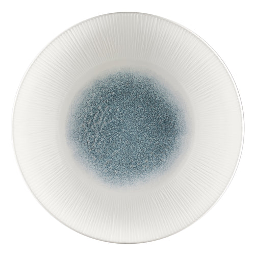 Raku 10" Round Deep Plate, Topaz Blue