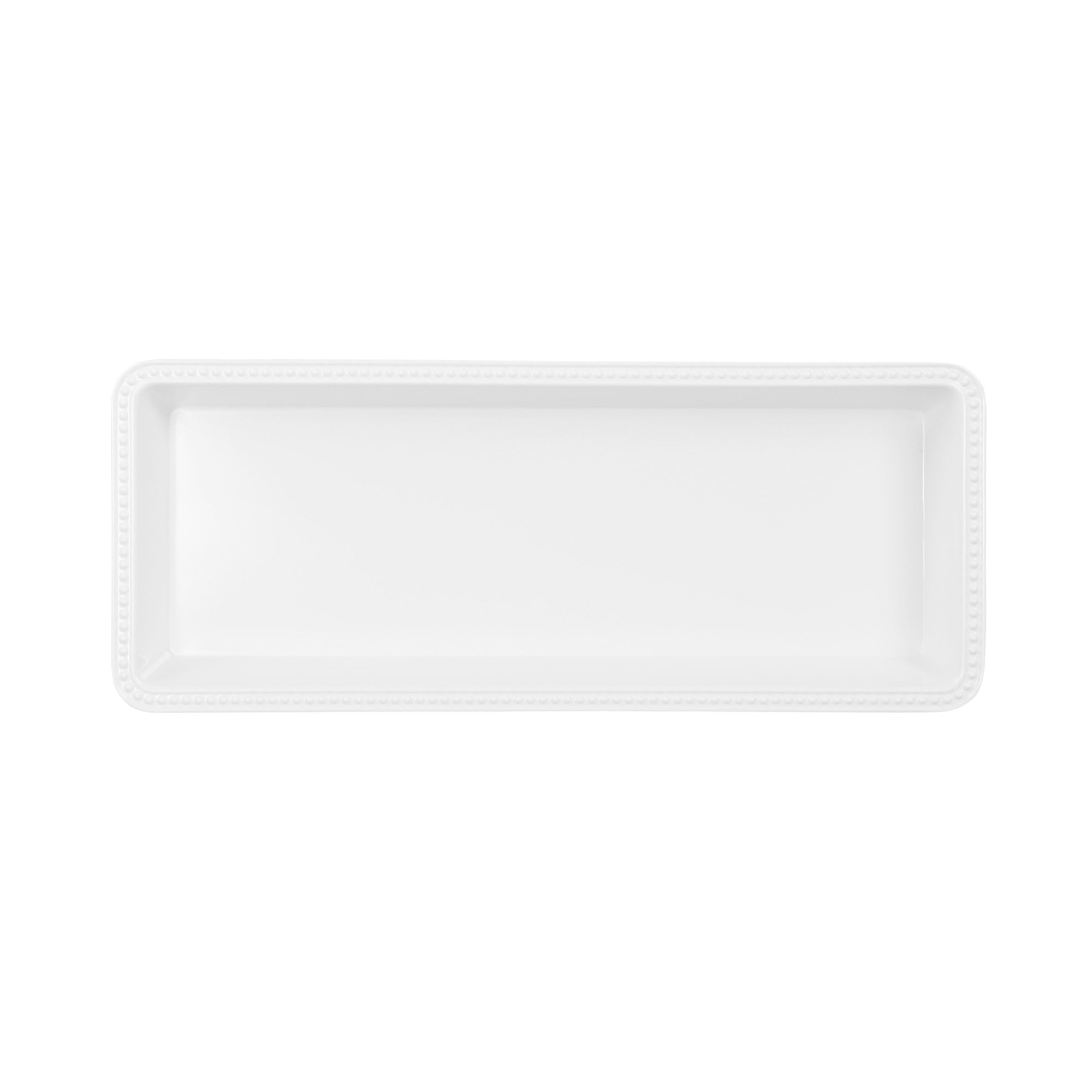 Elite Global Solutions Venetian 15" x 6" x 2" Beaded Rectangular Tray, Display White