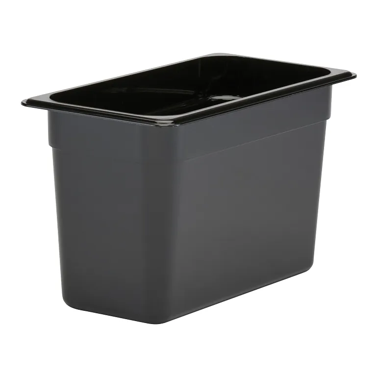 Camwear® 7.3 qt. 1/3 Size Black Polycarbonate Food Pan