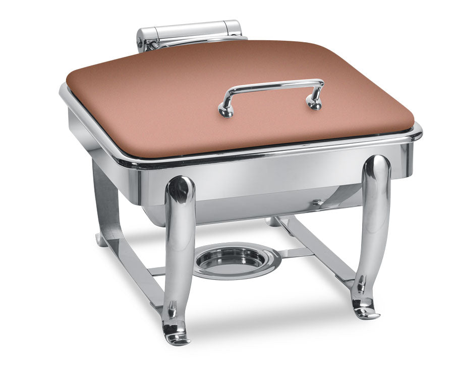 Park Avenue 6 Quart Square Chafing Dish w/ Hinged Lid with Stand, XYLO Copper Finish