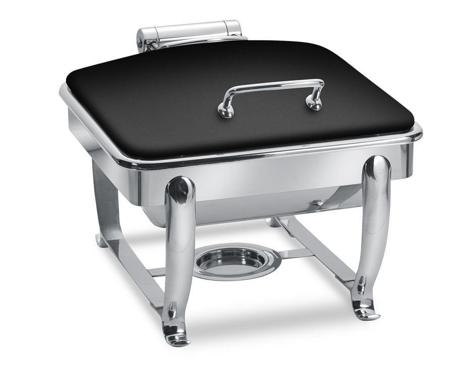 Park Avenue 6 Quart Square Chafing Dish w/ Hinged Lid with Stand, XYLO Black Finish