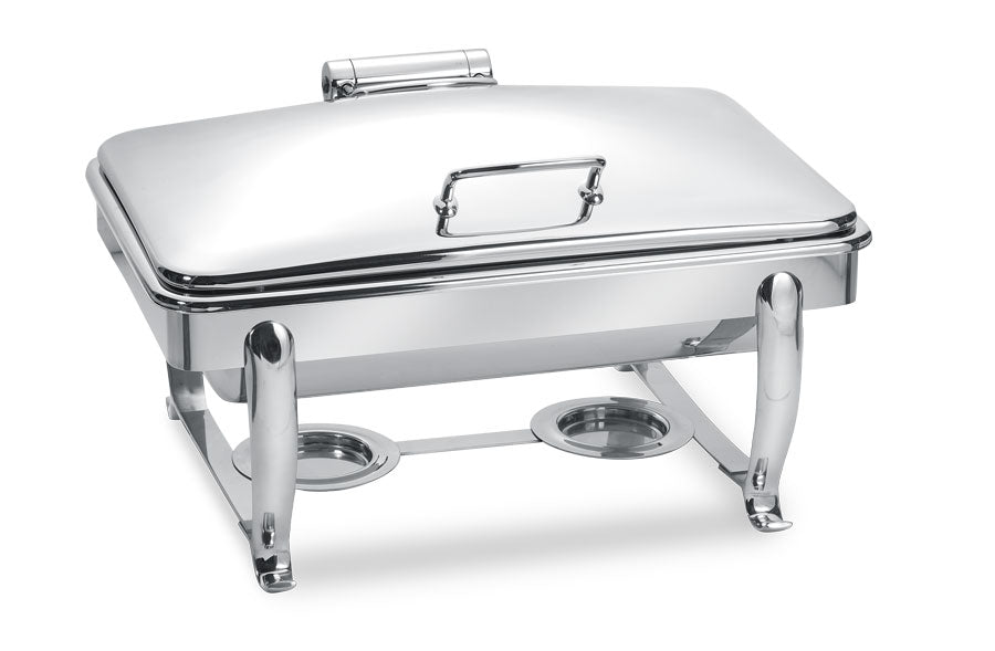Park Avenue 8 Quart Rectangular Chafing Dish w/ Hinged Lid with Stand, Stainless Steel