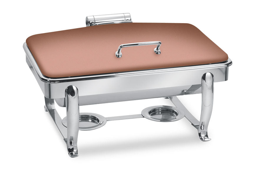 Park Avenue 8 Quart Rectangular Chafing Dish w/ Hinged Lid with Stand, XYLO Copper Finish