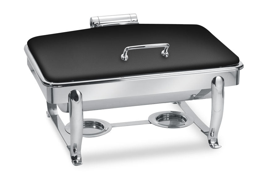 Park Avenue 8 Quart Rectangular Chafing Dish w/ Hinged Lid with Stand, XYLO Black Finish