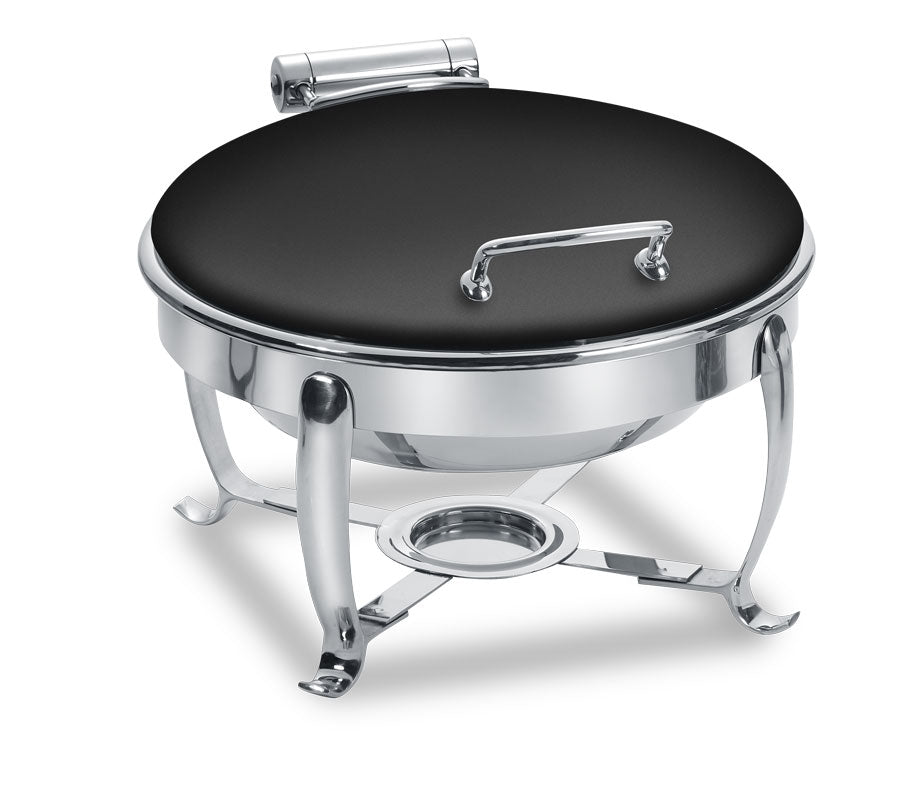 Park Avenue 6 Quart Round Chafing Dish w/ Hinged Lid with Stand, XYLO Black Finish