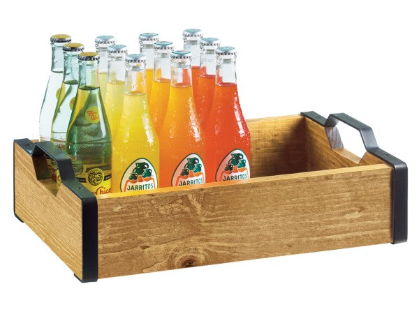 17.25" Rustic Pine Rectangular Metal Tray