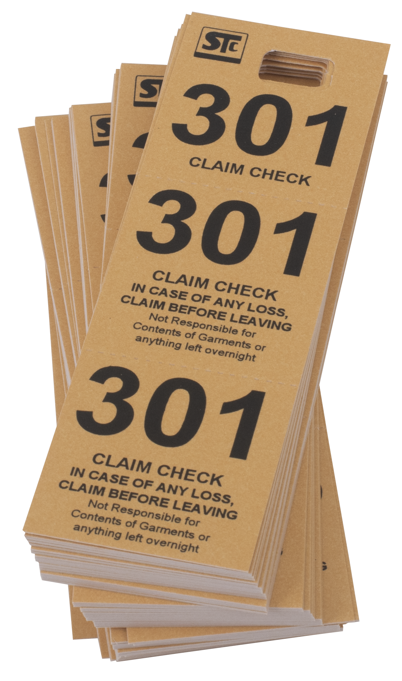 Coat Room Check, Cardboard Triplicate Tickets, Beige