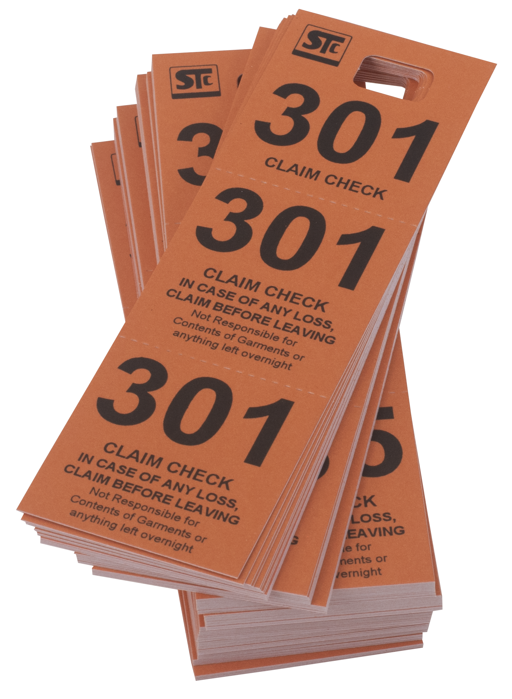 Coat Room Check, Cardboard Triplicate Tickets, Orange