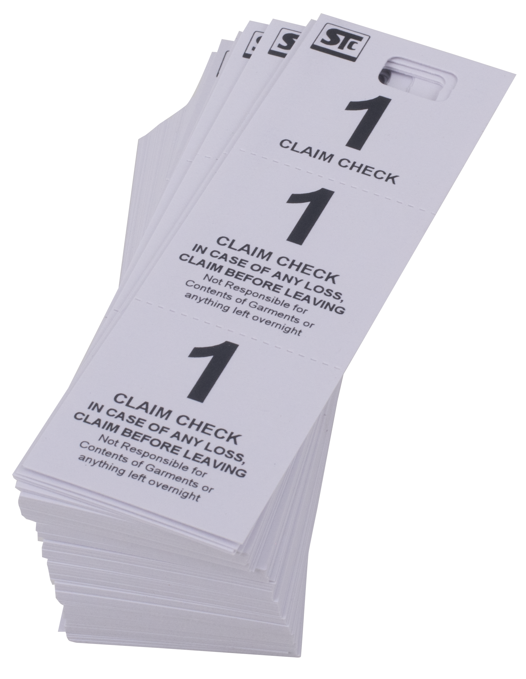Coat Room Check, Cardboard Triplicate Tickets, White