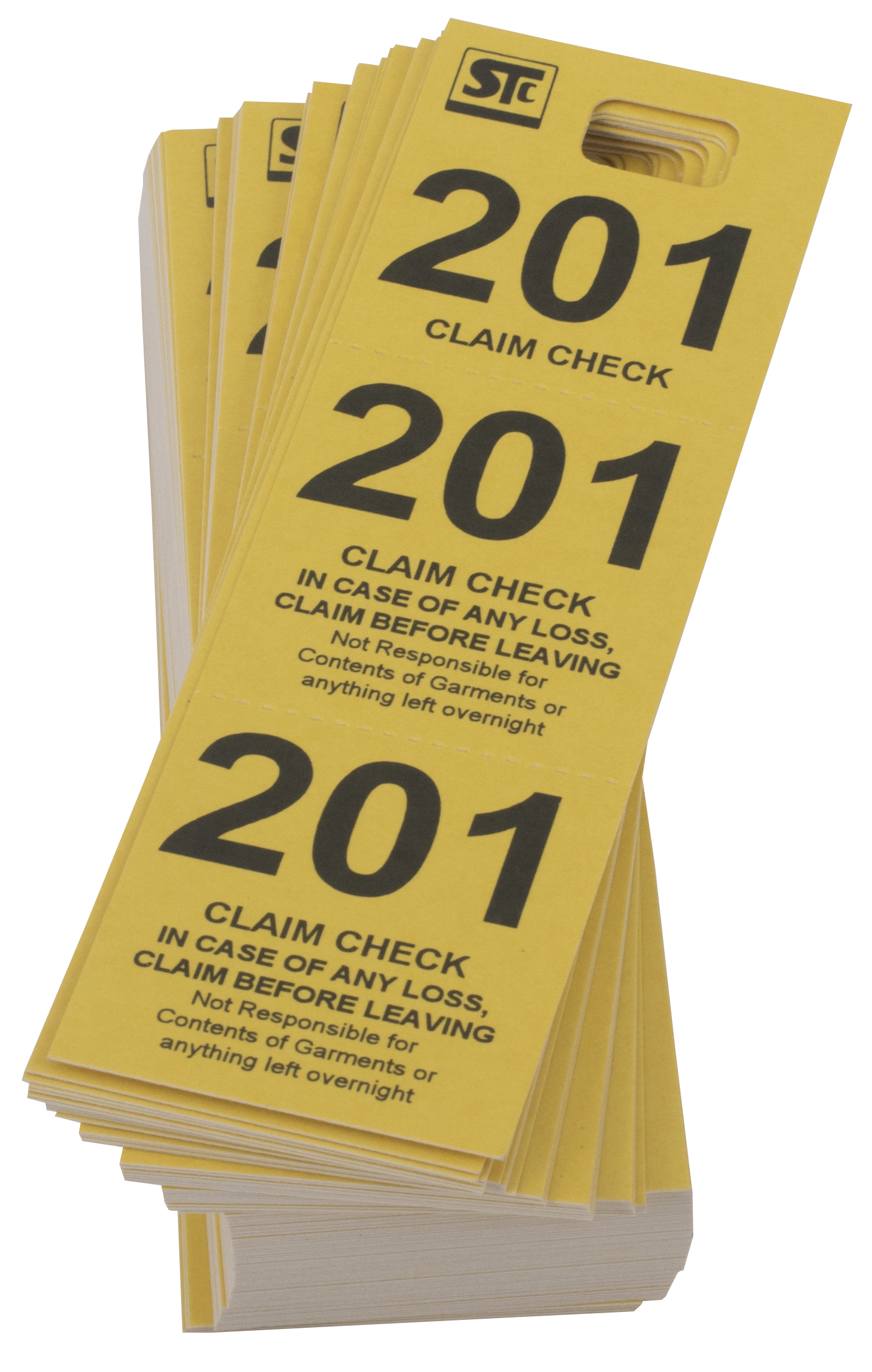 Coat Room Check, Cardboard Triplicate Tickets, Yellow