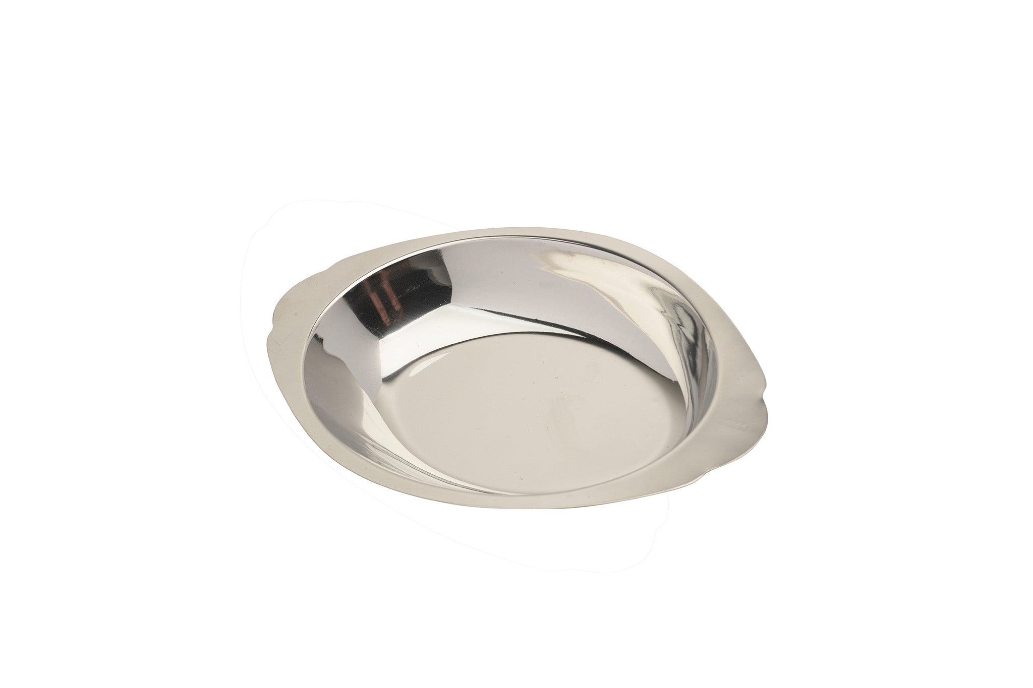 Au Gratin Dish, 8 oz., 6"L, Oval, Mirror Finish, Stainless Steel