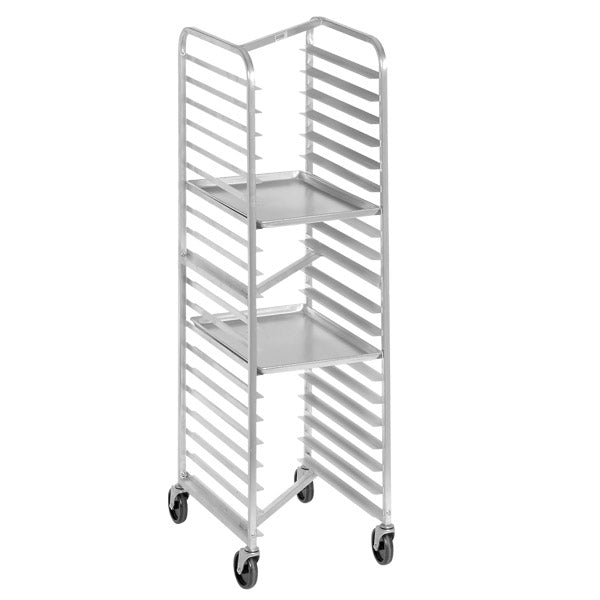 20.5" 10-Pan Heavy-Duty Aluminum Bun Pan Rack - Nesting, End Load