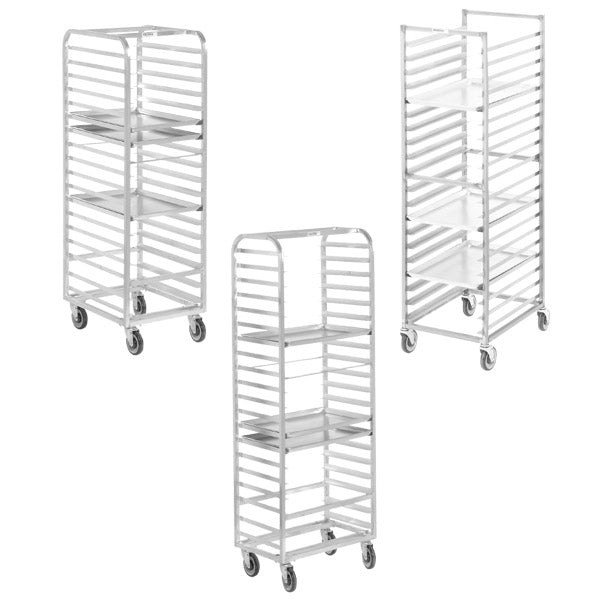 28.5" 30-Pan Heavy-Duty Aluminum Bun Pan Rack - All-Welded, Side Load