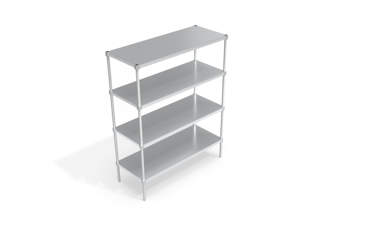 4-Tier Heavy Duty Adjustable (Modular) Aluminum Shelving Unit With Solid Brute Shelves With Removable Tops (Shelving Kit/Complete Shelving Unit) - 24"W x 76.25"H x 60"L