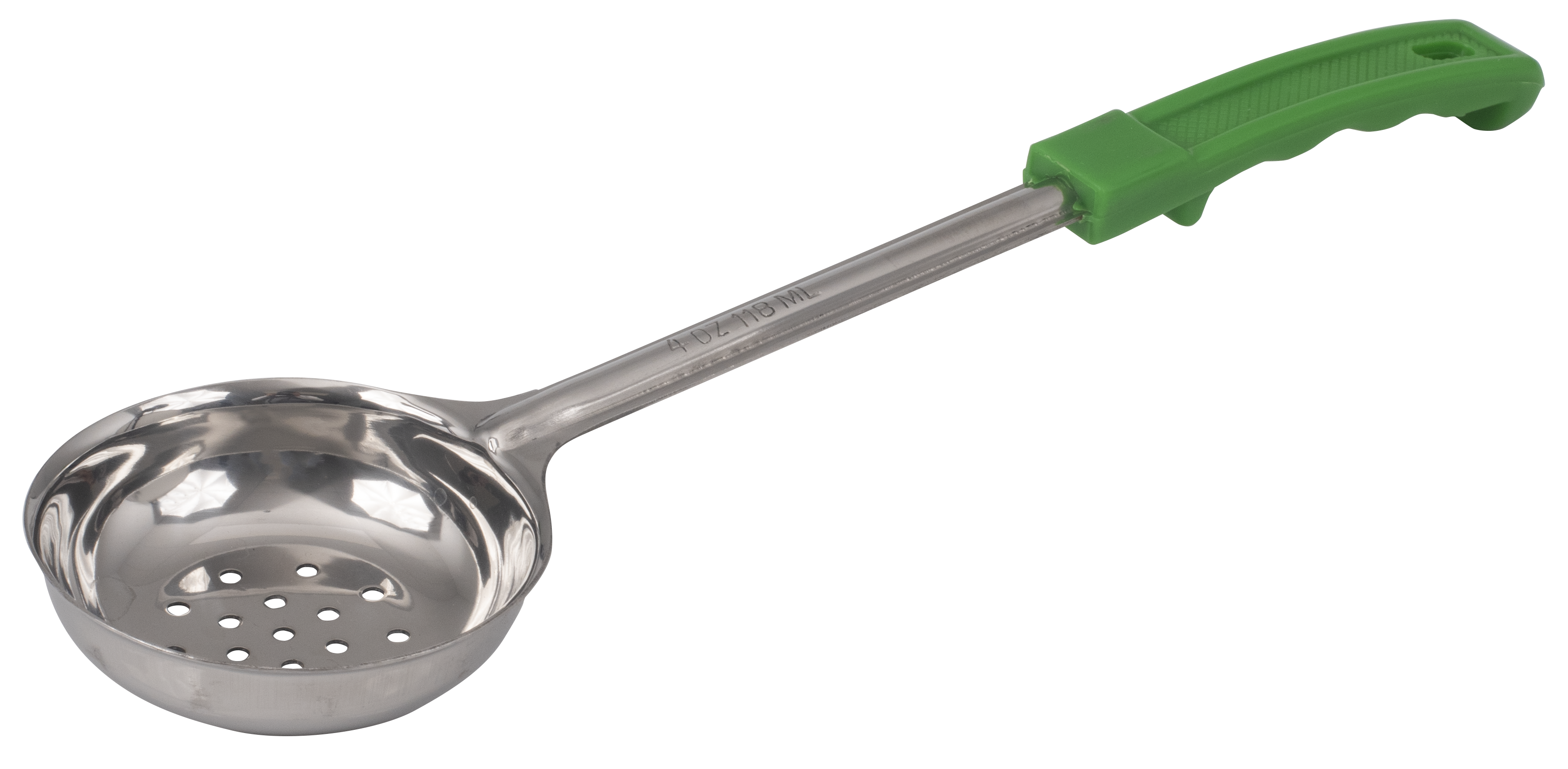 Food Portioner, 4 oz., Perforated, Green Handle