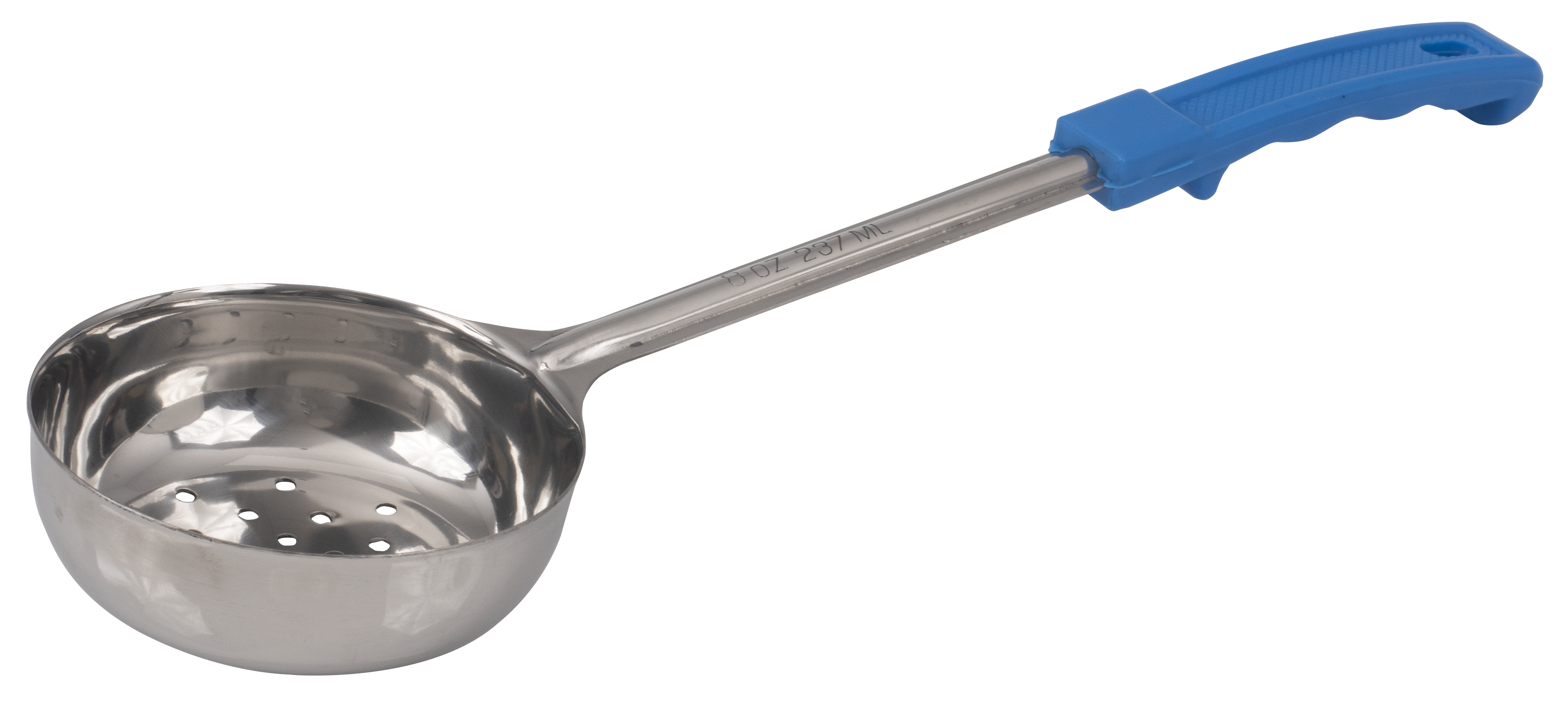 Food Portioner, 8 oz., Perforated, Blue Handle
