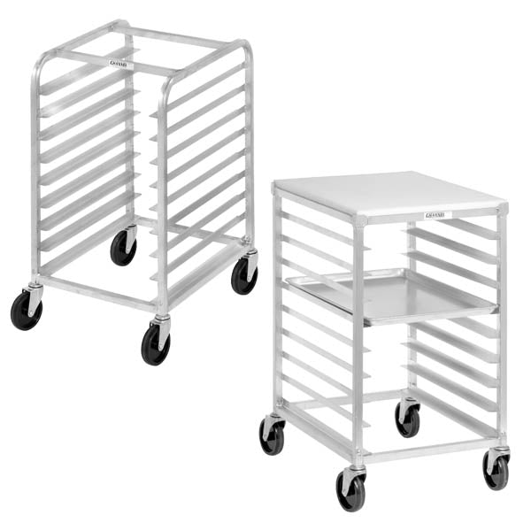 20.5" 9-Pan Heavy-Duty Aluminum Bun Pan Rack - Half Height, End Load