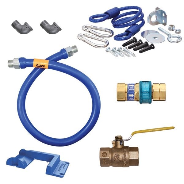 1/2"D Blue Hose™ Moveable Gas Connector Kit 48"L, Stainless Steel Braid, SnapFast® QD, Elbow, Safety Set®, Full Port Valve