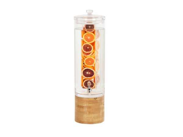 10.5" Rustic Pine Round Acrylic Dispenser, Infusion Chamber