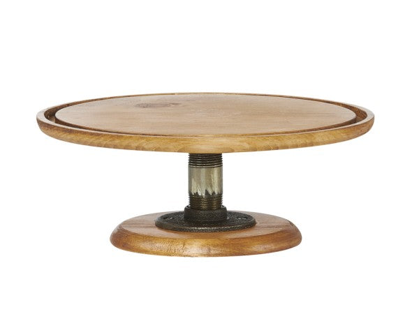 12.75" Rustic Pine Pine Wood Cake Stand, 5"H